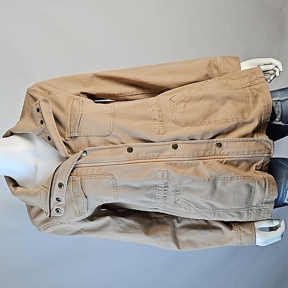 Talbots Stretch Twill Khaki Tan Cinch Waist Zip & Snap Front Field Jacket - Picture 5 of 16